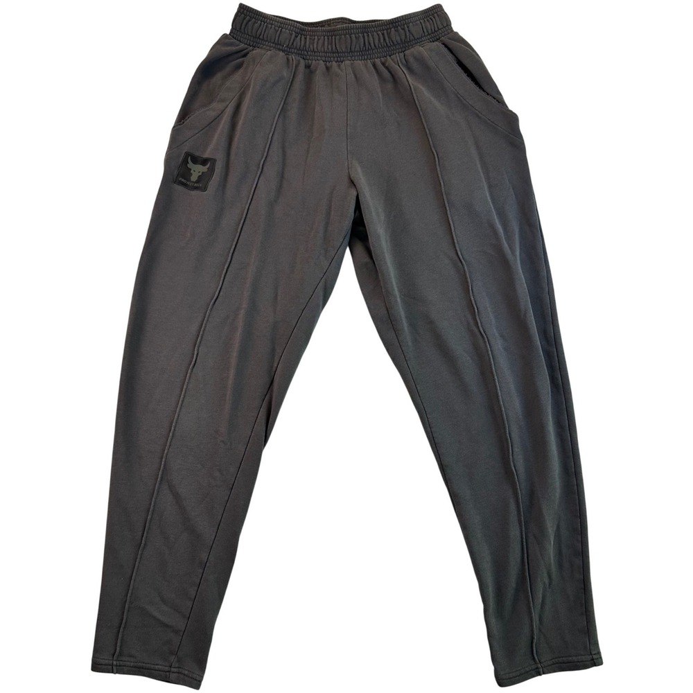Under Armour Project Rock Mens Gray French Terry Jogger Sweatpants Medium Loose
